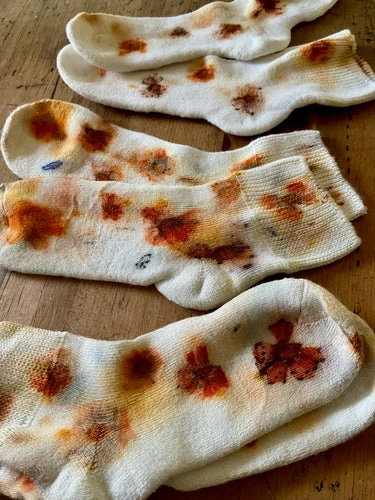 Floral socks - orange colours