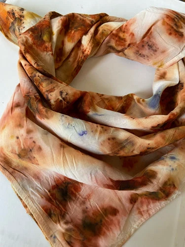 Orange, sienna and blue organic cotton bandanas