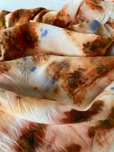 Orange, sienna and blue organic cotton bandanas