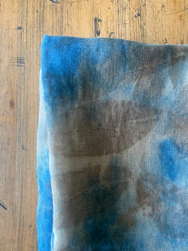 Indigo dyed lined scarf