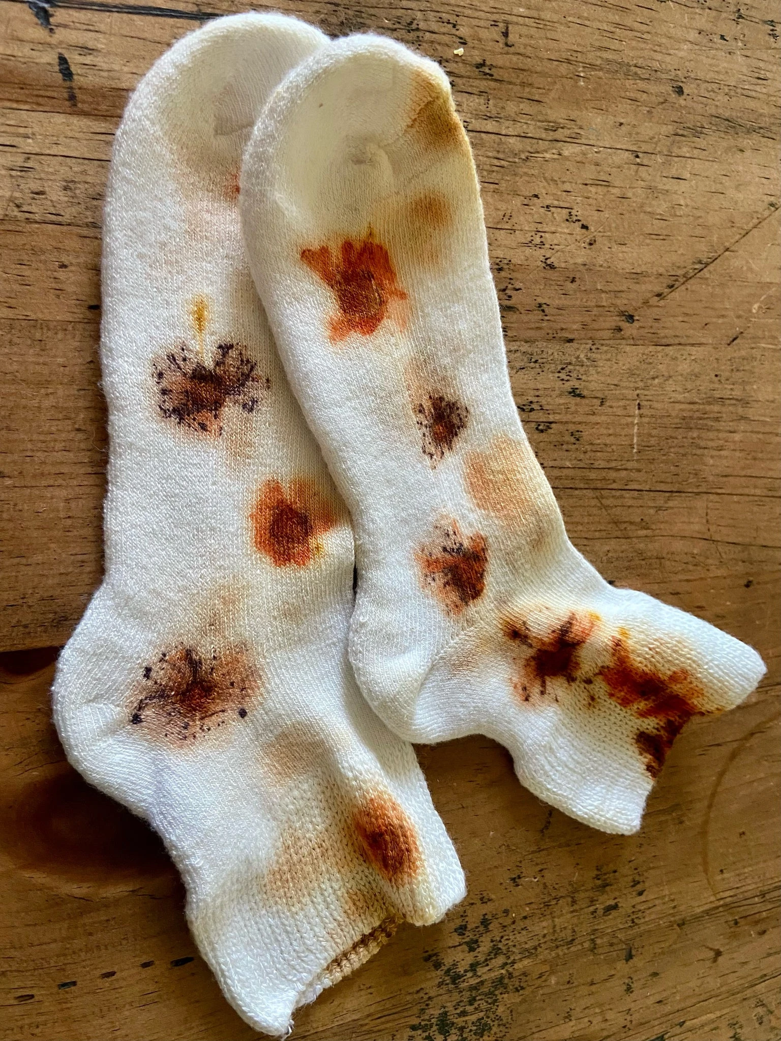 Floral socks - orange colours