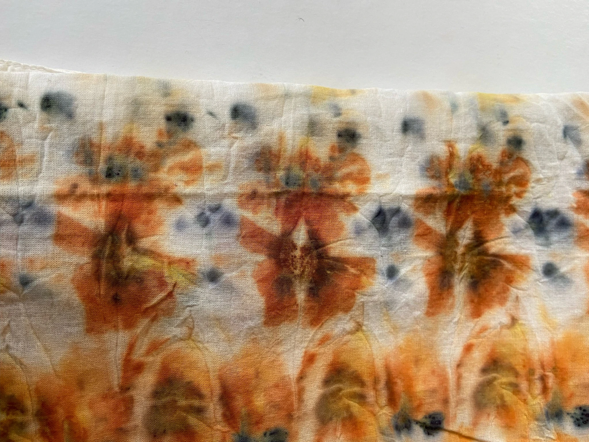 Orange, sienna and blue organic cotton bandanas